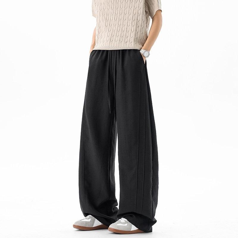 Men S Linen Like Wide Leg Casual Trousers Loose Breathable Lightweight Summer Pants