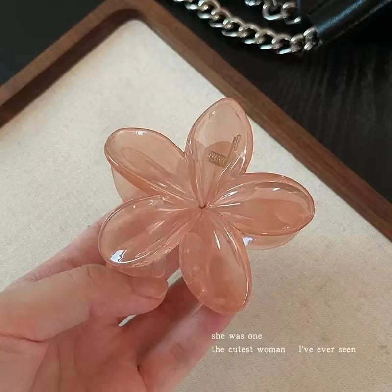 Pinces à Cheveux en Plastique Légères Forme Sirène Princesse Fleur Marron Beige Laser Taille L 8cm Accessoires pour Cheveux pour Femmes