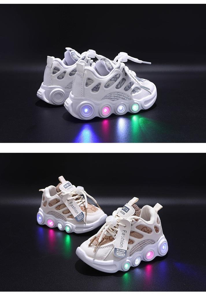 Fashion LED Light Shoes Children Mesh Breathable Casual Sneakers for Boys Girls Comfortable Kids Anti-Slip Luminous Shoes