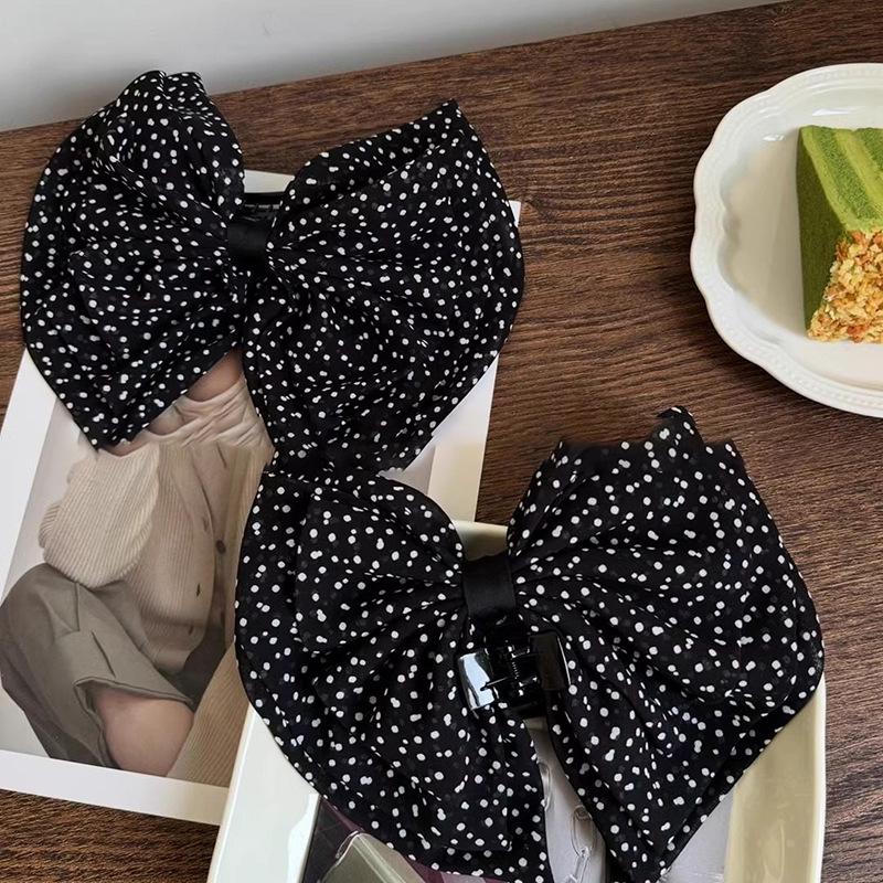 Exquisite Polka Dot Chiffon Bow Hair Clip - Versatile & Elegant
