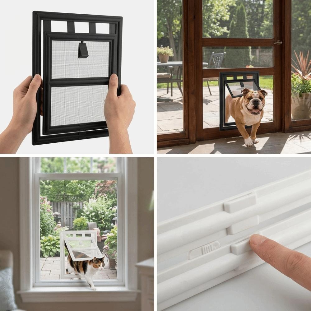 L Shaped Frame Cat Screen Door Mesh Screen Surface Two Way Pet Access Mini Breed Puppy