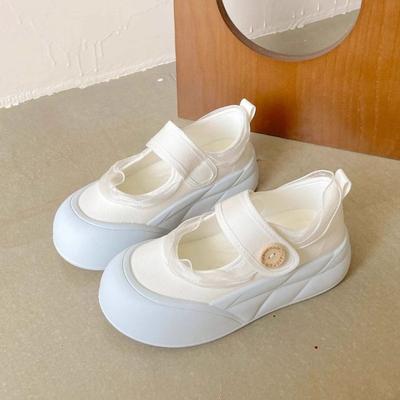 New Niche Sweet Soft Girl High Value Thick Sole Velcro Bread Shoes Women Summer White Shoes Women