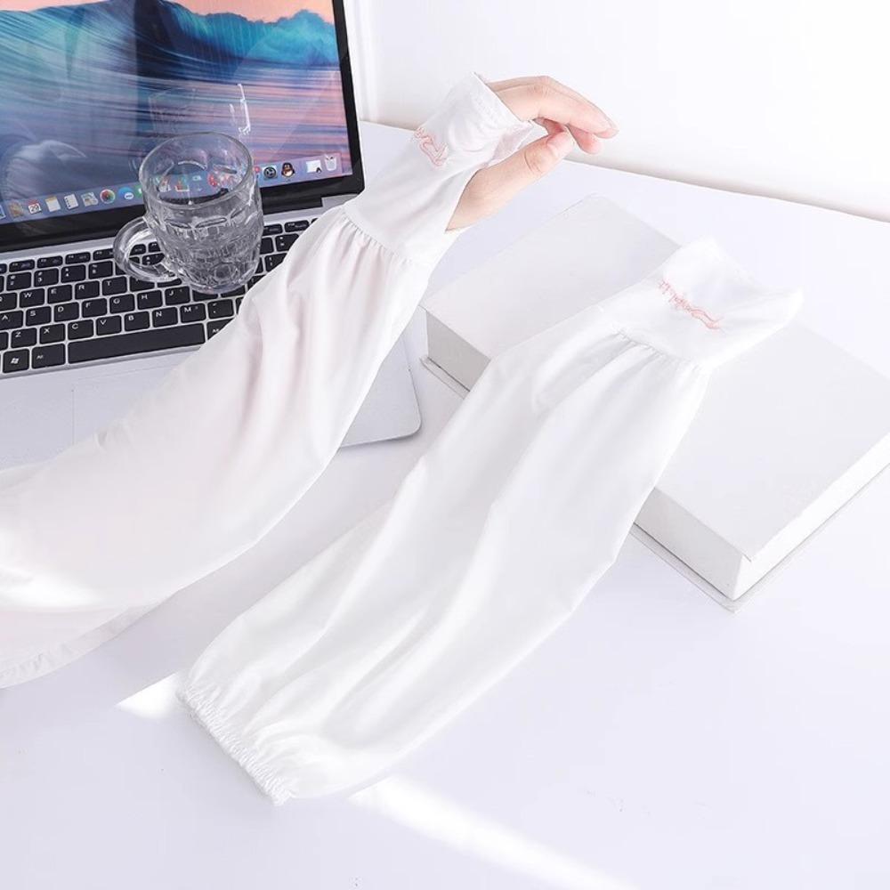 2PCS/Pair Long Length Ice Silk Sleeves Soft Loose UV Protection Sleeves  Summer