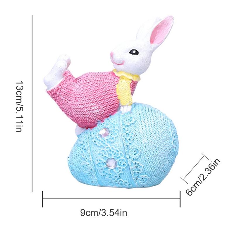 Hand Paint Resin Rabbit Figurine Desk Decoration With Unique Eggs Designs Rabbit Statues For Home Or Offices Space