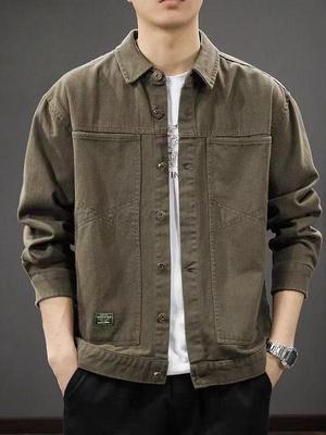 Veste décontractée à revers style workwear rétro 2025 pour homme - Chemise d'automne style japonais