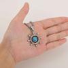 Vnox Rudder Turquoise Pendant Necklace for Men, Silver Color Stainless Steel Natural Stone Metal Necklaces, Trendy Jewelry Gifts