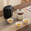 Portable Ceramic Gaiwan Tea Set - Customizable Chinese Style for Outdoor Camping, Business Souvenir with Logo.