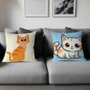 Cute Cartoon Cat Illustration Pillow Gift Home Office Decoration Bedroom Sofa Car Cushion Cover Case 45x45