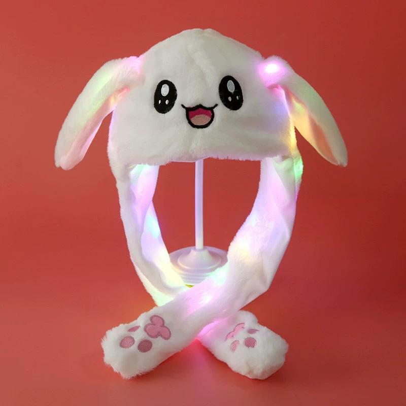 1 pièce Bandeau lumineux amusant Mignon Serre-tête Oreilles Pour Enfants Adultes avec Oreilles Mobiles Chapeau Lapin Peluche Lapin