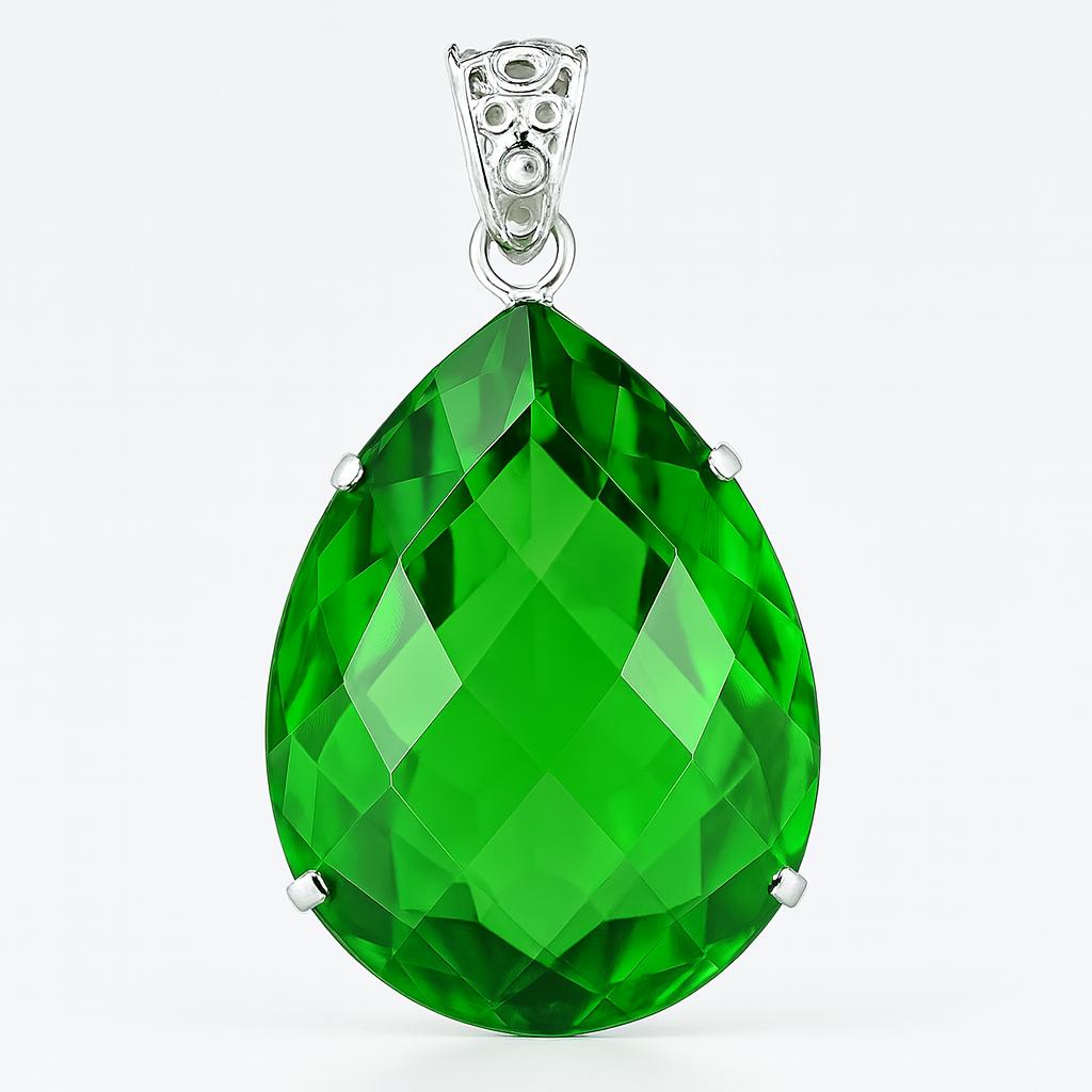 Natural Certified Green Topaz 100 Ct 925 Sterling Silver Huge Size Pear Pendant AI-39-NS