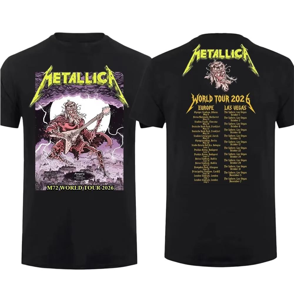 2026 Metallica Kapela M72 Světové turné Budapešť Tričko Pánské Dámské Čistá Bavlna Y2K Móda Streetwear Krátký Rukáv Vysoká Kvalita Dámské Pánské Oblečení
