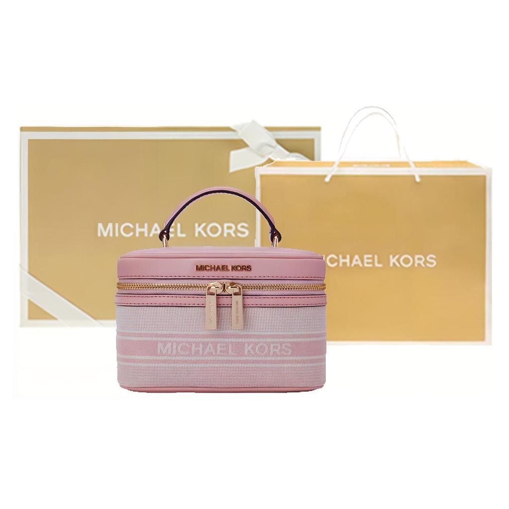 Michael Kors Jet Set Metallic Hardware Faux Leather Shoulder Crossbody Handbag Medium Women Handbags Beige Pink 35T2GTTC6I-688