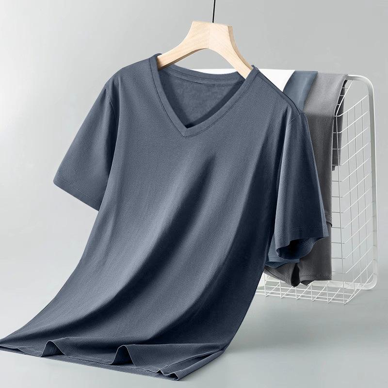 Men's V-neck Short-sleeve T-shirt Soft Breathable Casual Basic Top