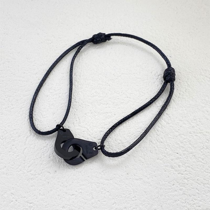 Adjustable Red Wax Rope Bracelet - Non-Fading Handcuff Style for Men and Women