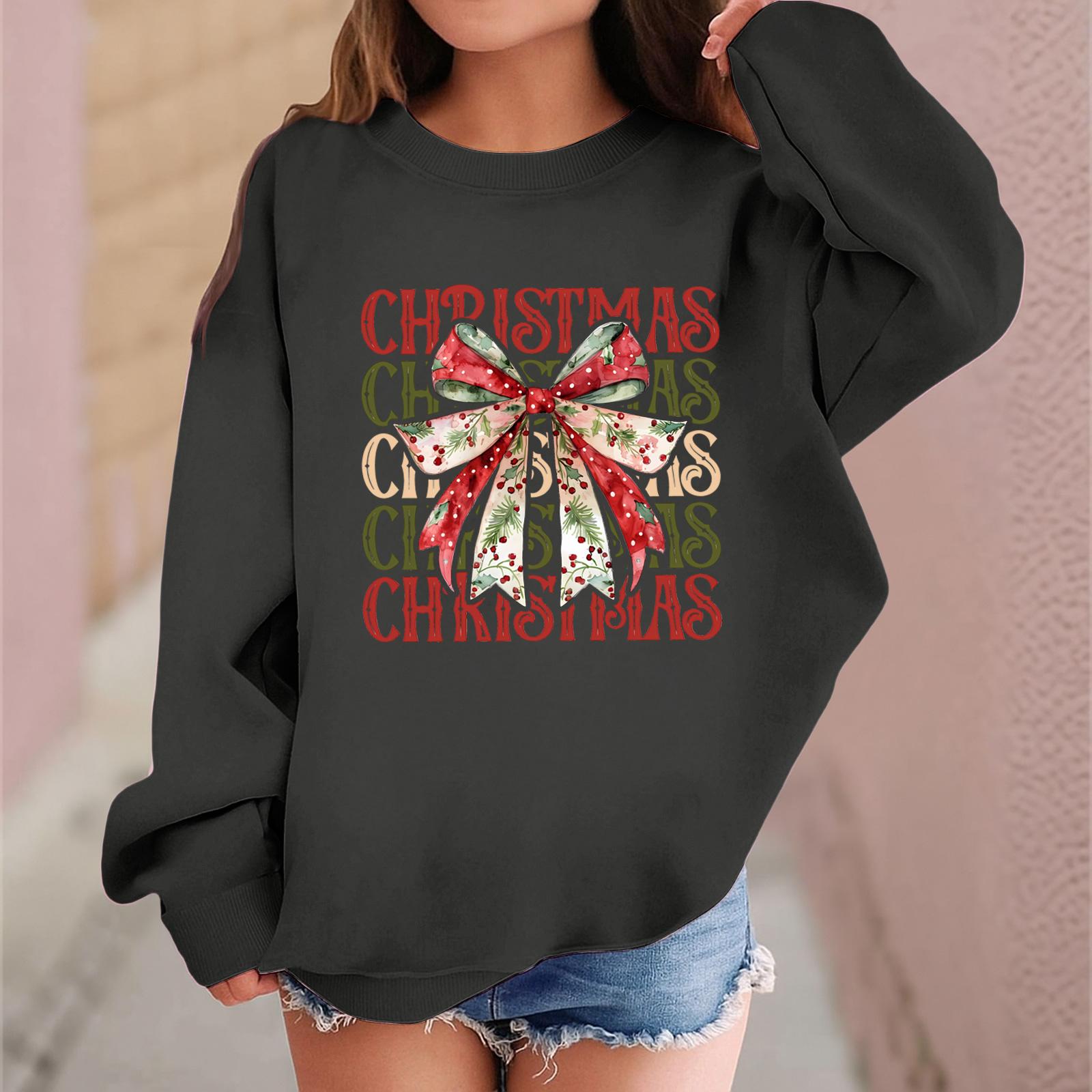 

Детский модный повседневный пуловер с длинными рукавами и свободного кроя с рождественским принтом 150