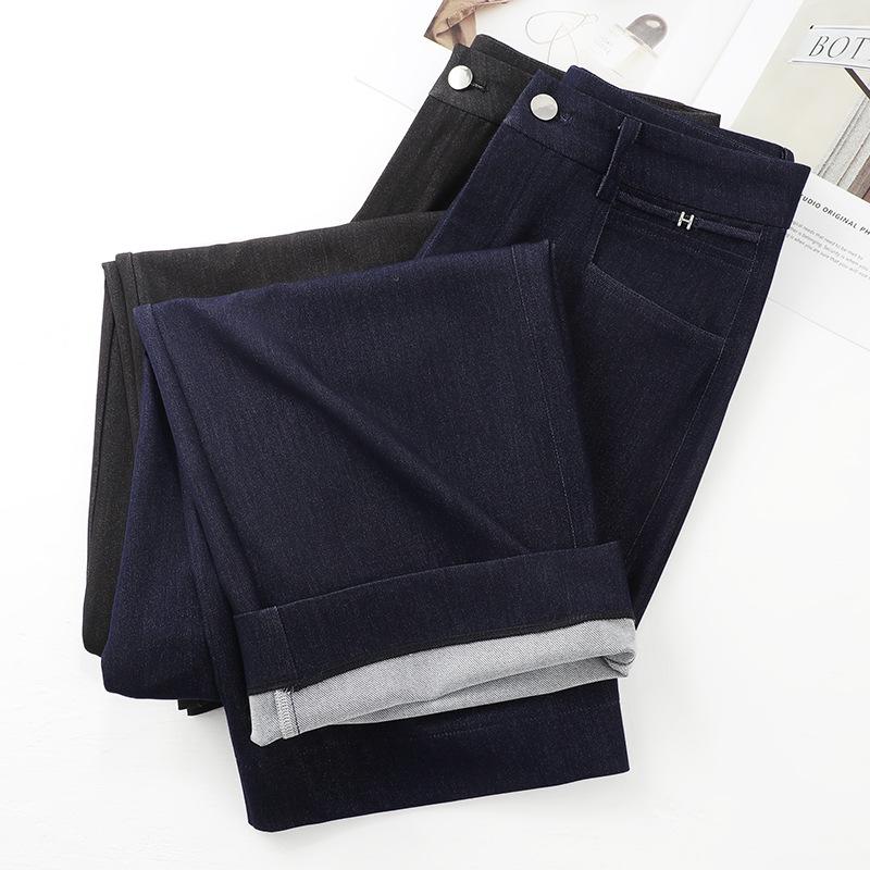 High-Waisted Wide-Leg Denim-Finish Women's Pants - Slimming, Loose, Spring/Summer 2025 Style