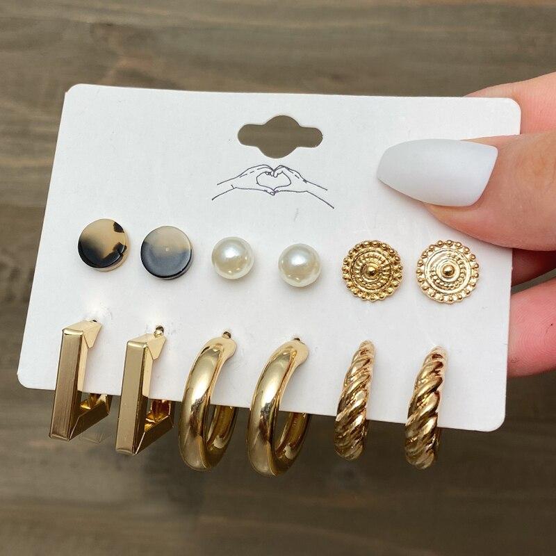 iF ME Fashion Cheap Jewelry Vintage Gold Stud Earrings for Women Bohemian Fashion Moon Star Butterfly Heart Stud Earrings Jewelry