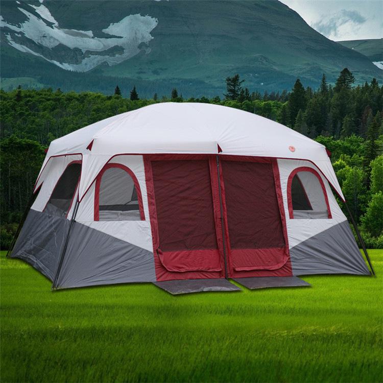 Spacious Outdoor Multi-Person Tent: Two Bedrooms, One Living Room for 6 To 12 People