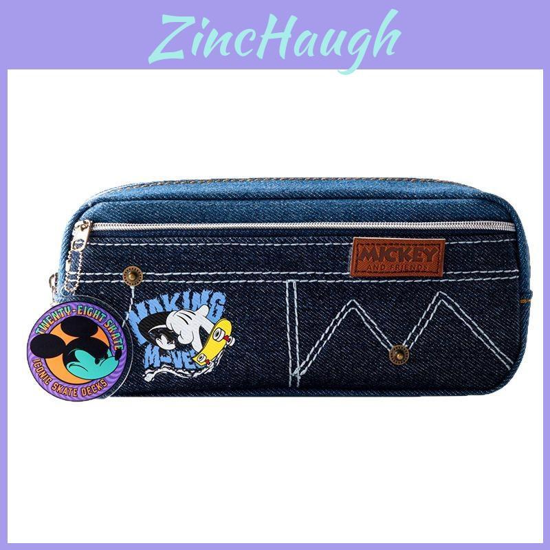Mickey Mouse Vintage Pencil Case With Denim And Polyester For Students And Teens