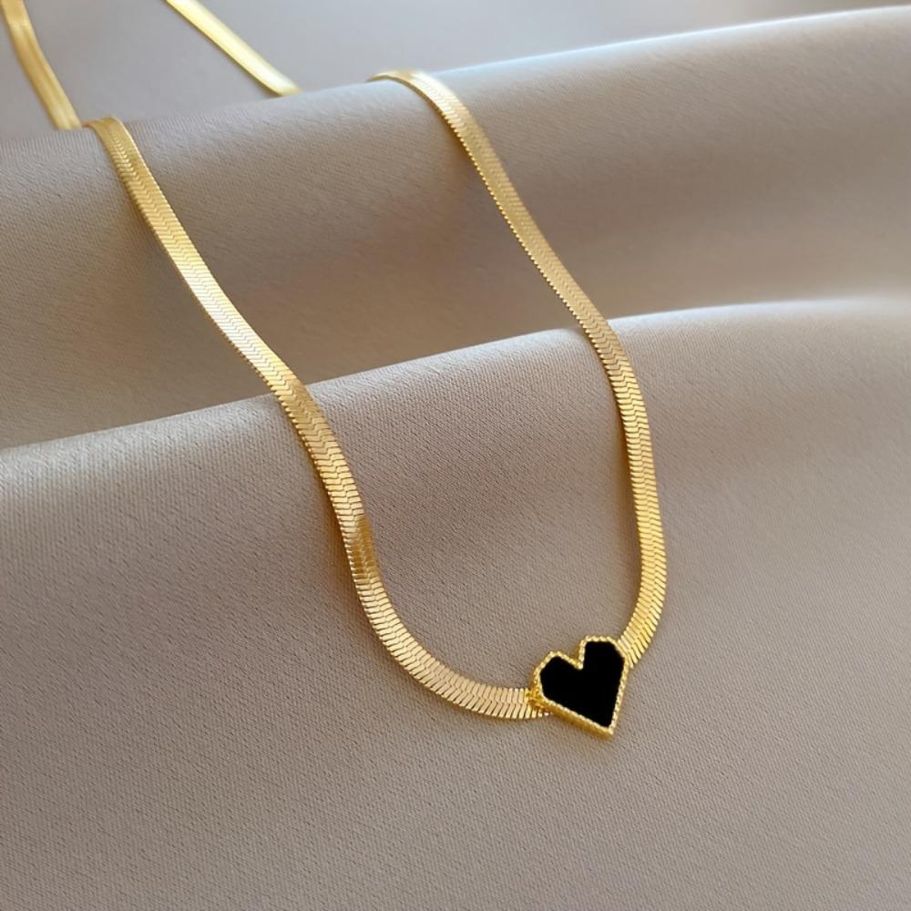 

1 золотой кулон в форме сердца, колье-цепочка «змейка» - Модная праздничная бижутерия чистый