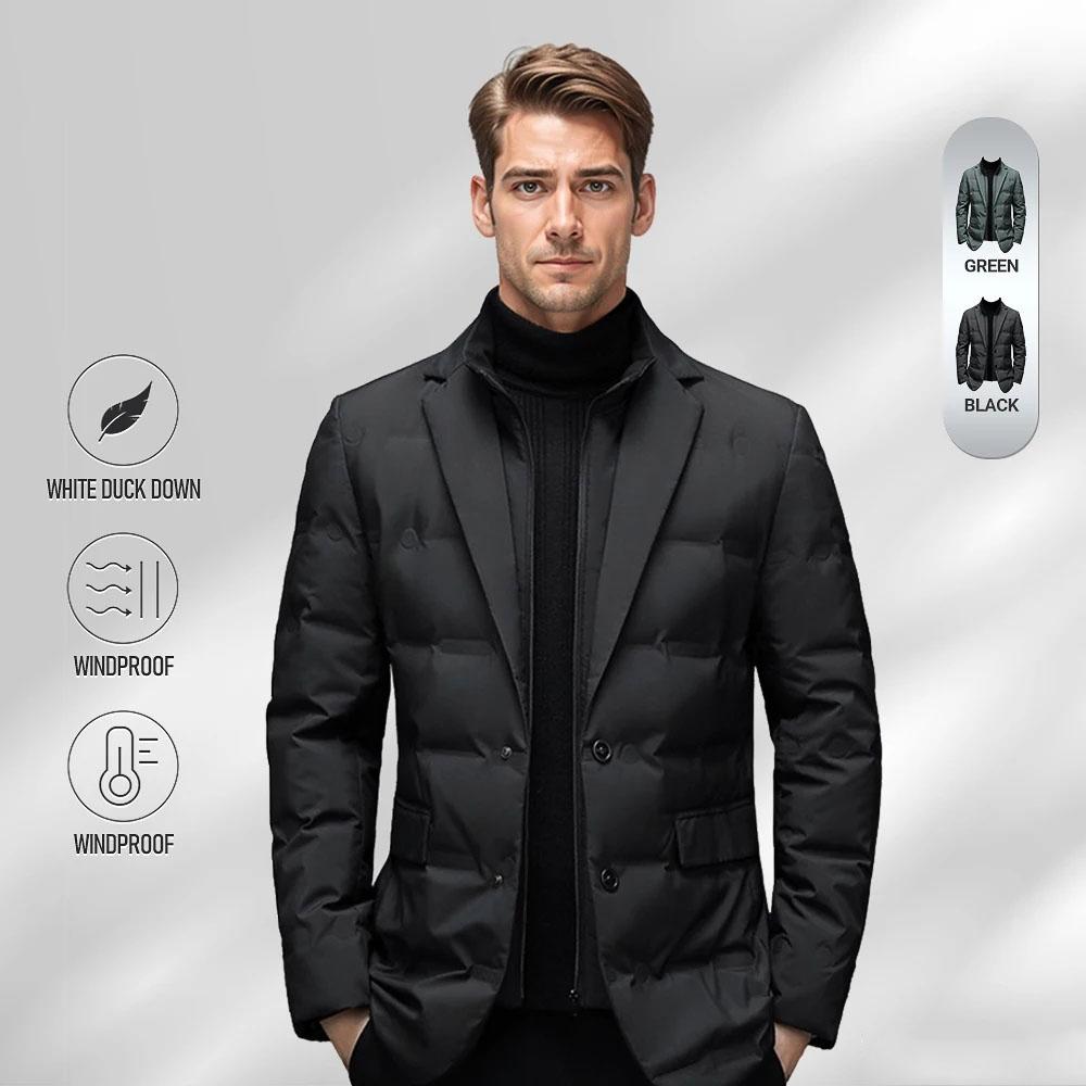 Winter Men's Coldproof Windproof Down Jacket Suit Scarf Collar Simple Down Jacket