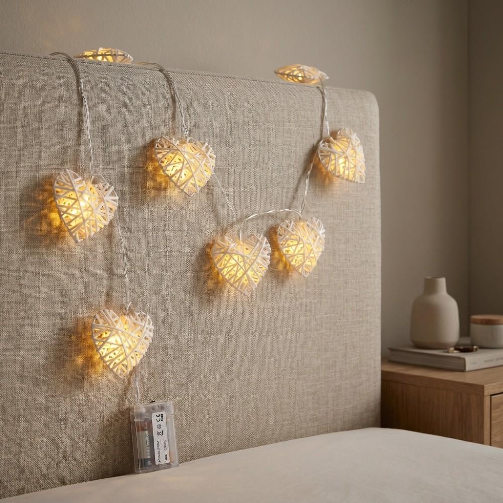 2.8in Heart Rattan Ball 10LED Woven Heart Pendant Scene Layout Ornament  Party Arrangement