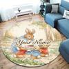 Easter Bunny Picnic Custom Name Round Area Rug Carpet Rug For Living Room Bedroom Sofa Playroom Decor Nonslip Floor Mat