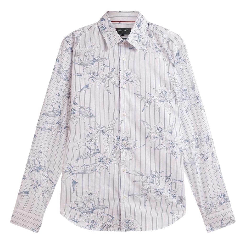 Ted Baker Mens Floral Stripe Long-Sleeved Shirt