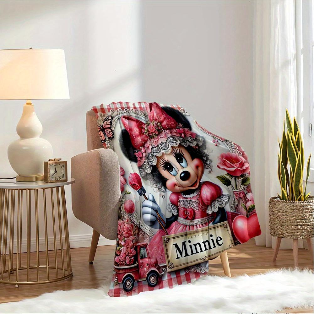 1pc flannel minnie mouse floral bedding throw blanket sofa cover gift home decoration plush warm cozy light throw blanket