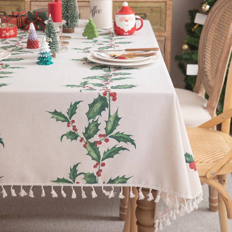 Weihnachtsdruck Quaste Geometrisch Blume Rechteckige Tischdecke Kaffeetisch Tischdecke Hersteller