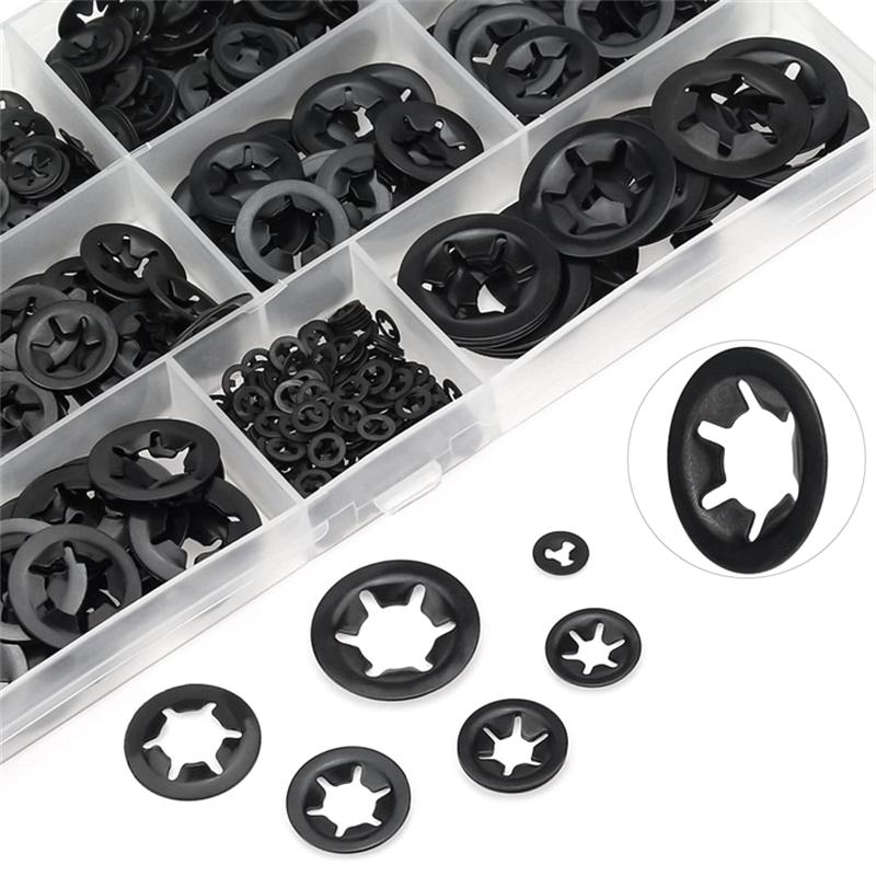 360Pcs Internal Tooth Star Lock Washers 2/2.5/3/4/5/6/8/10/12mm Quick Speed Locking Washers Retaining Clips Fasteners H4GE