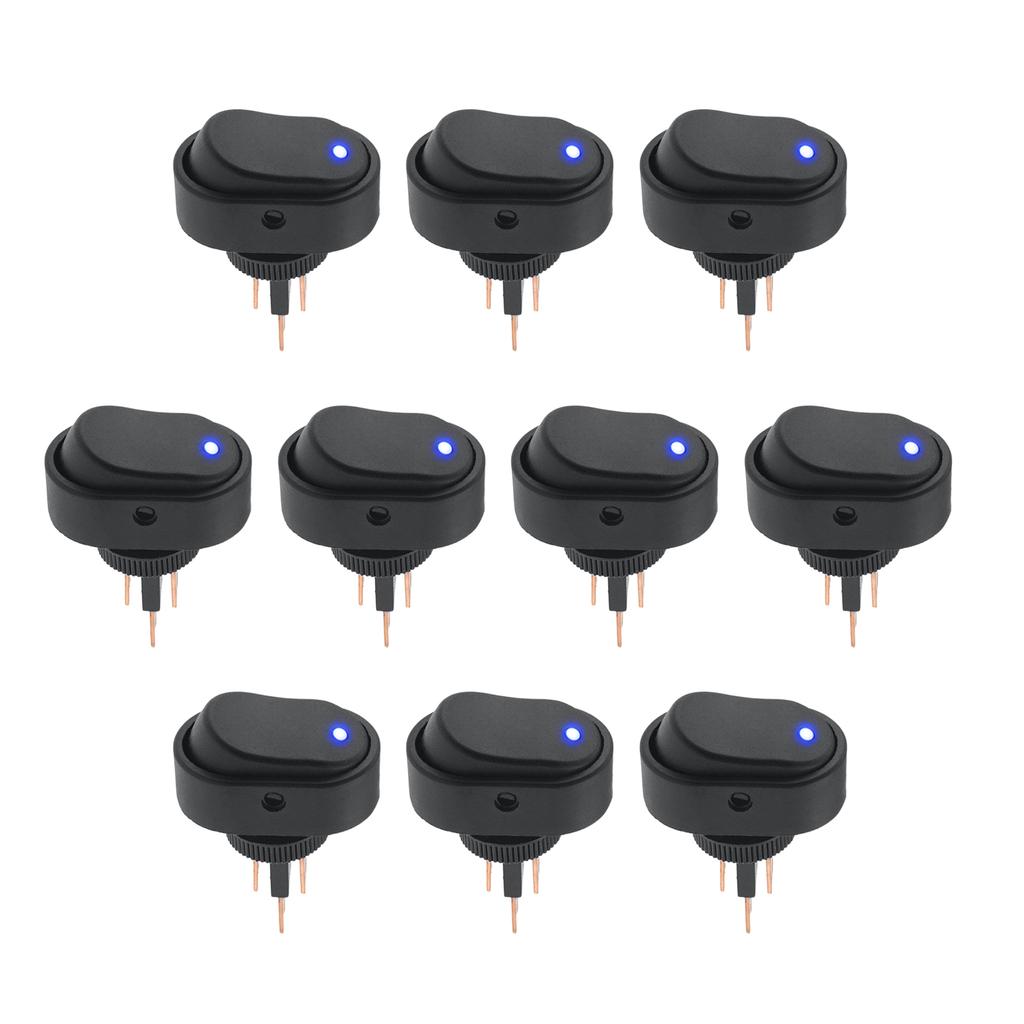 10Pcs Car Boat Rocker Switch 3PIN Contact ASW-20D 30A 12V Switch With LED Light Suitable For Cars And Ships