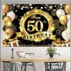 18th/50th/65th Happy Birthday Backdrop Background Banner For Man Woman Napkin Balloon Door Curtain 50 Years Anniversary