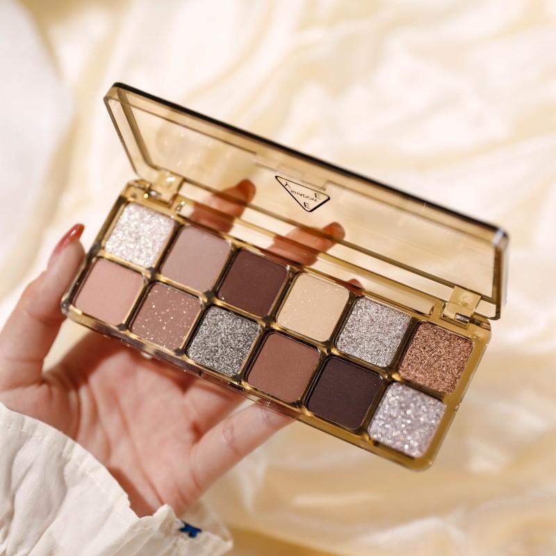 12 Color Eye Shadow Plate Matte Pearl Eyeshadow Girl Beginner Makeup Eyeshadow Tray