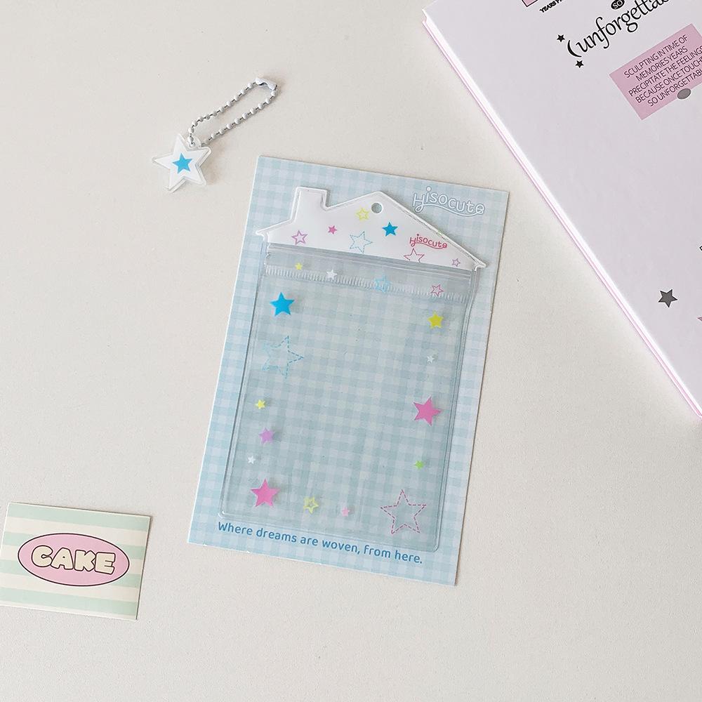 INS Transparent Small House Shaped PVC Badge Holder Doll Storage Bag Candy Bags Photocard Holder Cartoon Bag Pendant Card Holder