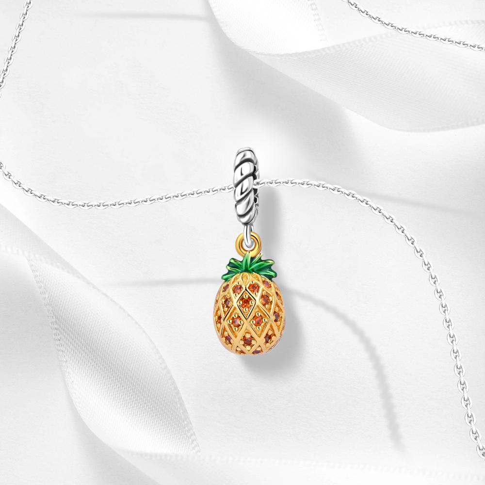 Ahthen copper Bead Charms Pineapple Dangle Charm fit Snake Chain Bracelets Necklaces for Women Jewellery Making
