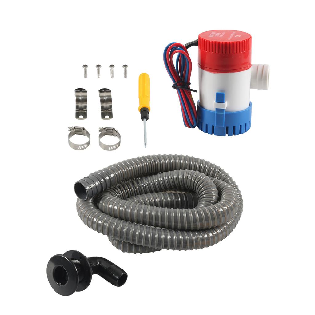 High Efficiency Motorhomes Bilge Pump Hose 1-1/8 Inch Plumbing Kit Featuring 90 Degree Elbow Thru Hull Scupper & Clamps