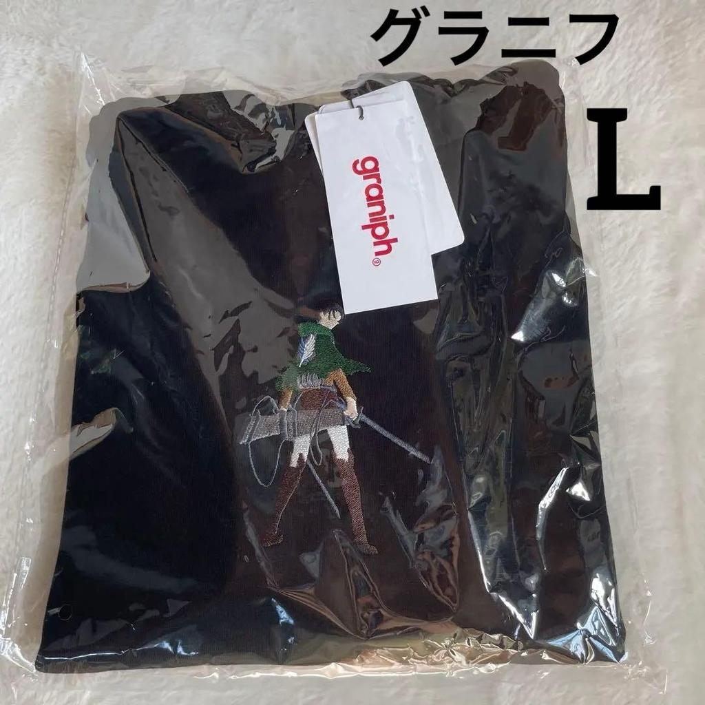 [USED] Graniph Attack on Titan Wings of Freedom Big Silhouette Short Sleeve Hoodie, Embroidered, Size L