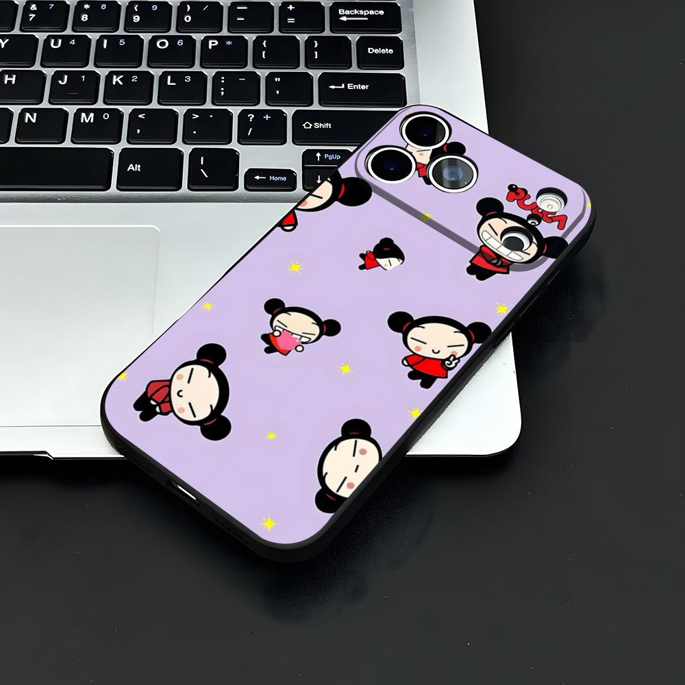 Fashion Cute Cartoon Pucca Phone Case For IPhone 17 Air 16 E Pro Max 15 14 13 Mini 12 Pro 11 Max Plus Black Soft Shell