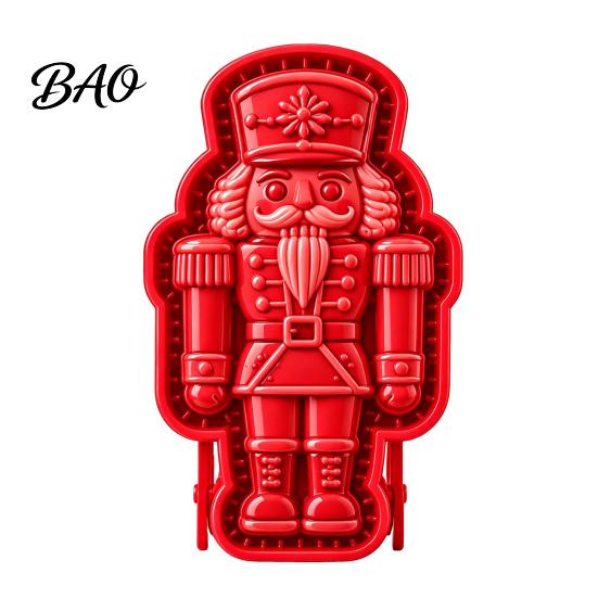 Kitchen Baking Supplies Christmas Cookie Cutter, Push Type Integrated Mold, Plastic Biscuit Cutters Clay Decorating Tool for Holiday Santa Claus Press