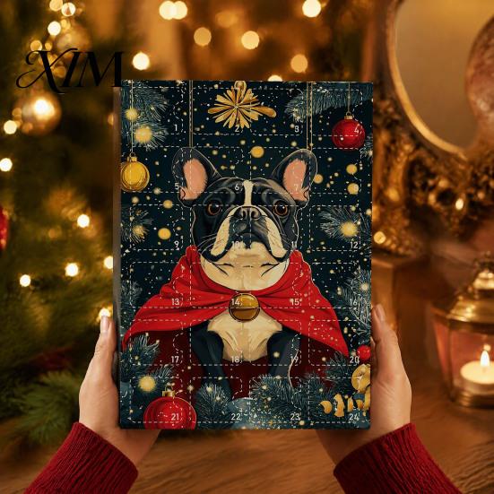 Fun Holiday Surprise Toys Bulldog Advent Calendar 2026, 24 Days Acrylic Puppy Ornaments Christmas Countdown Calendar, Tree Hanging Decor 2D
