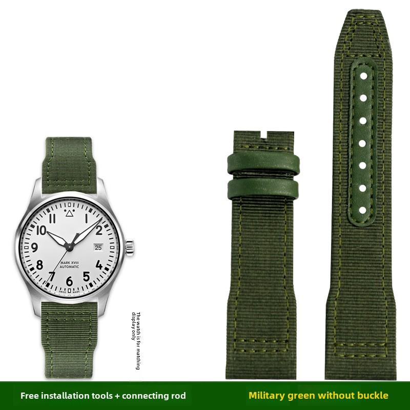 For IWC Pilot Nylon Genuine Leather watch band for IWC Mark 18 Balack Aces Portuguese original style woven canvas strap Bracelet