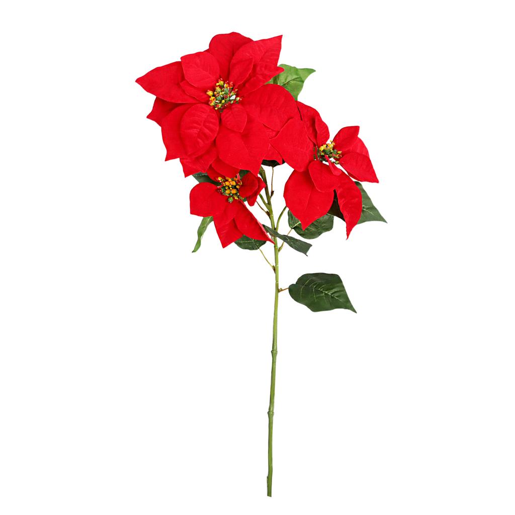 Artificial Poinsettia Flower 79cm Red Lifelike Beautiful Flannel Artificial Xmas Flower for Wedding Shop Restaurant