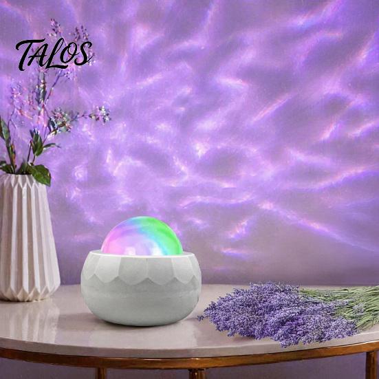 Projetor de Luzes de Onda do Oceano e Aurora Coloridas, Luz Noturna de Ondulação d'Água com Controle Remoto, Lâmpada de Projeção Ambiente Dinâmica de 10 Cores para Quarto