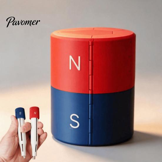 Portable Magnet Container 3D Printed Storage Organizer, N/S Pole Separated Roll-Up Magnetic Case Holder, Foldable Cylinder Container, Desktop Sorting