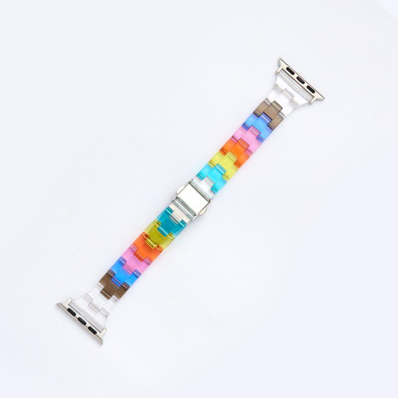 Compatible Apple Watch Transparent Rainbow Resin Strap for Series 5/6/7/8/SE.
