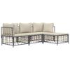 VidaXL Garden Lounge Set 4 Pcs with Anthracite Cushions Wicker, Lounge Set, Outdoor Lounge Set, 3186738
