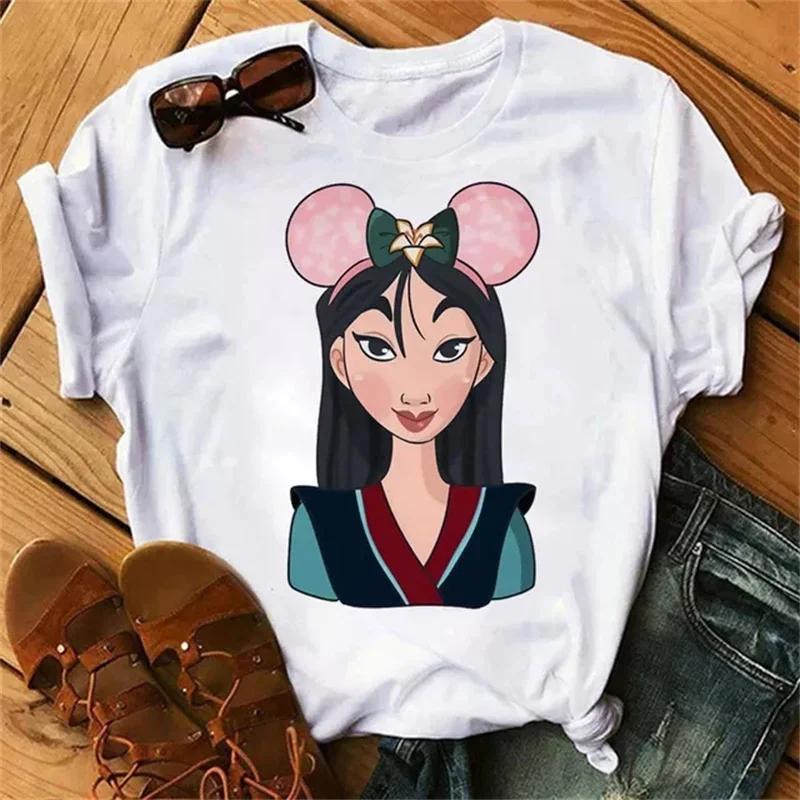 Unisex Snow White Princess T-shirt Cute Cartoon The Princesses White Tops Tshirt Streetwear T Shirts Clothes