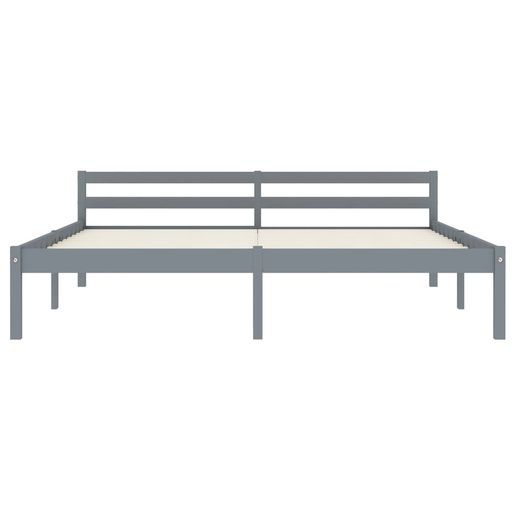 Solid Wood Bed Frame Gray Pine 160 x 200 cm