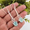 Aqua Chalcedony Earrings, 925 Solid Sterling Silver Jewelry, Gemstone Earrings, Gift For Her Handmade Dainty Jewelry